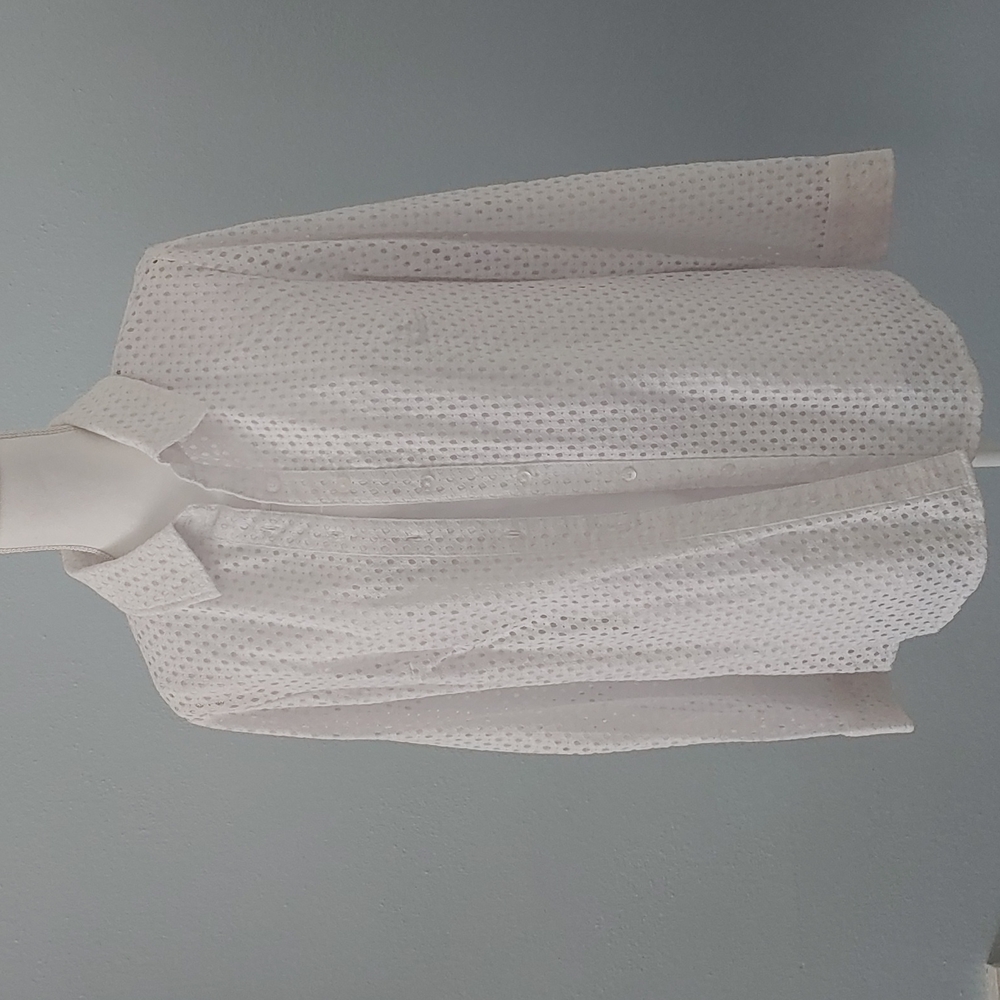 Denim & Company white eyelet button up blouse and tank twin set